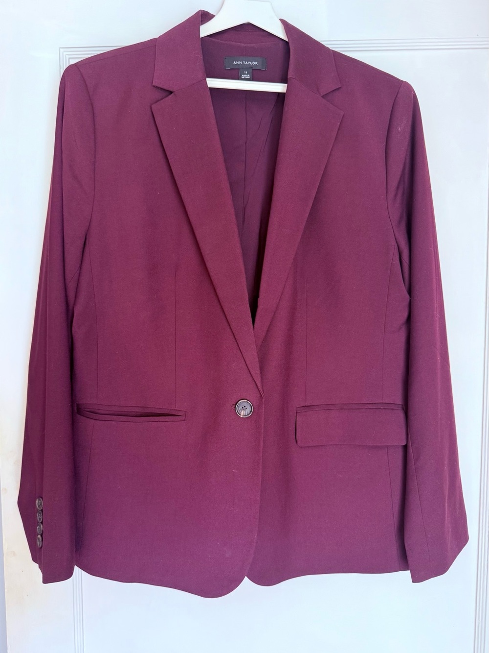 Ann Taylor Burgundy Single-Button Blazer